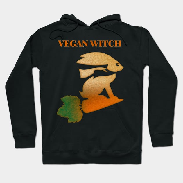 Vegan Witch Halloween Rabbit on Carrot Broom Hoodie by twizzler3b